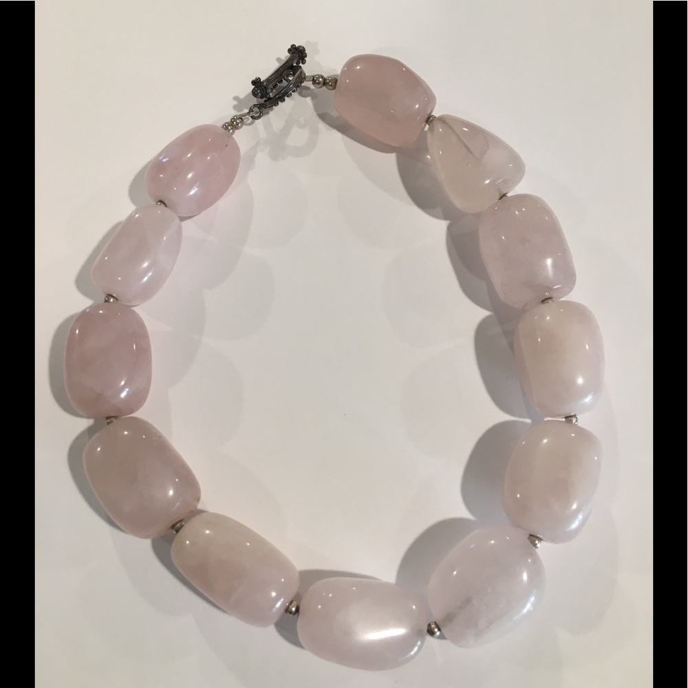 Rose Quartz large stone necklace